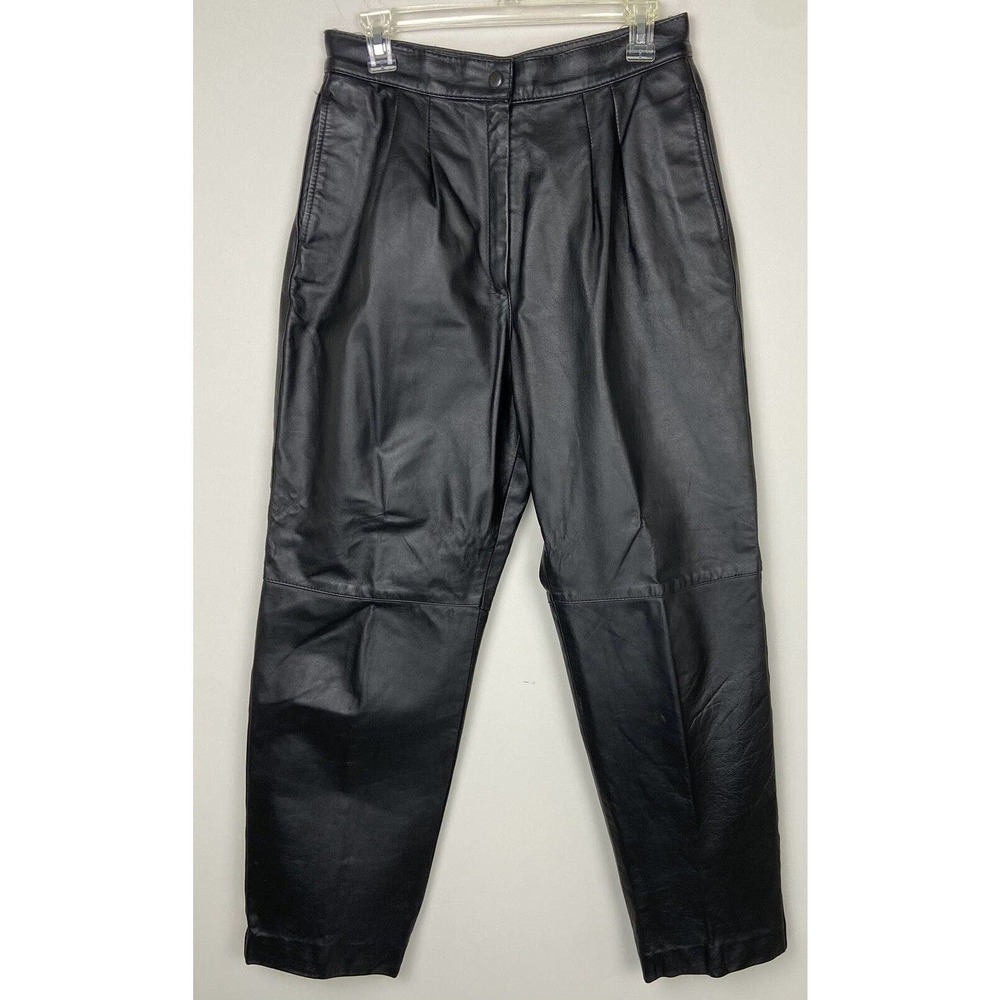 GINO DI GIORGIO Genuine Black Leather Pants Sz 13 / 14 Vtg Made in Argentina